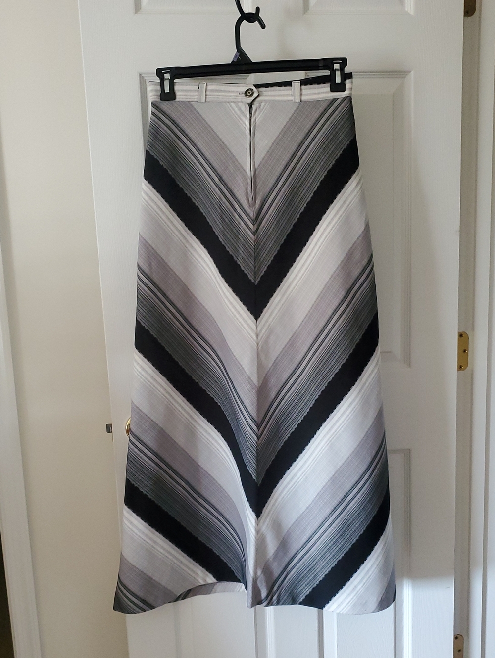 Striped Maxi Skirt in Black, White & Gray